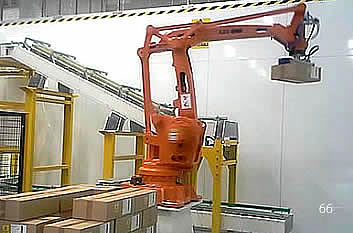 Sistema di pallettizzazione e movimentazione in reparto di confezionamento